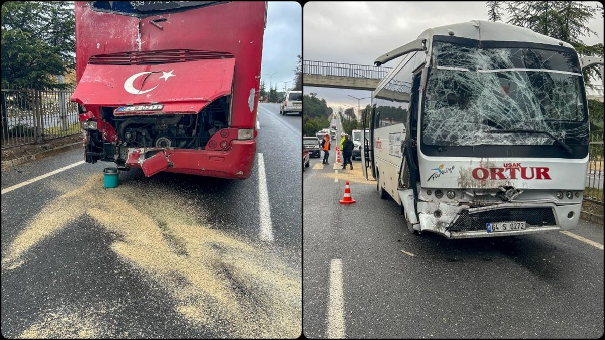 Uşak’ta Işçi Servislerinin Çarpışması Sonucu 20 Kişi Yaralandı Haberi